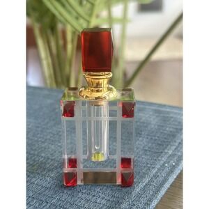 Elegant Jacarte‎ Style Crystal Perfume Bottle  - 24k Gold Tone Trim -  Spain